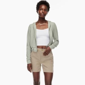 Aritzia Tna Waffle Zip Hoodie Green